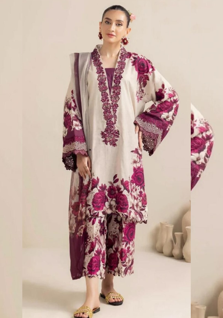 Cream with floral motifs | Iznik 3pcs khaddar collection