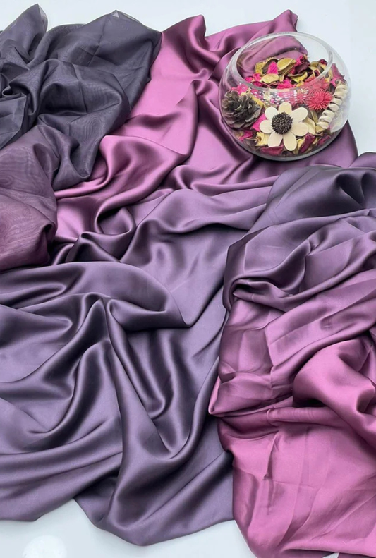 Purple Tie & Dye Digital Printed 3PC Shamooz Silk Set