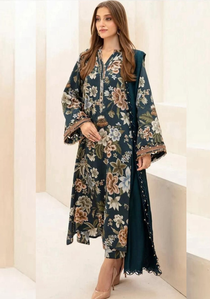 Khaddar stuff | dark teal | Iznik 2pcs winter collection