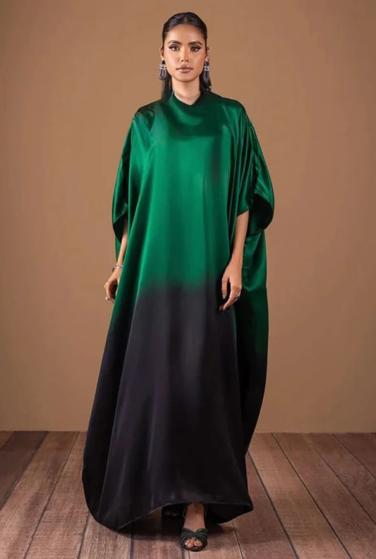 Dark Green Tie & Dye Digital Printed 3-Piece Suit – Shamooz Silk Elegance