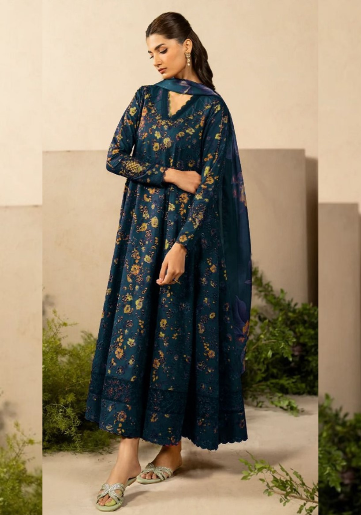 Zinc color Iznik Premium Lawn Suit 3pc
