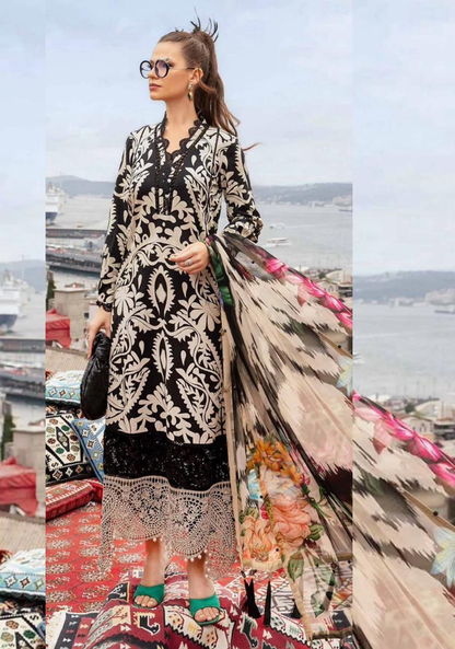 Skin & black | Maria.B Khaddar 3pcs collection