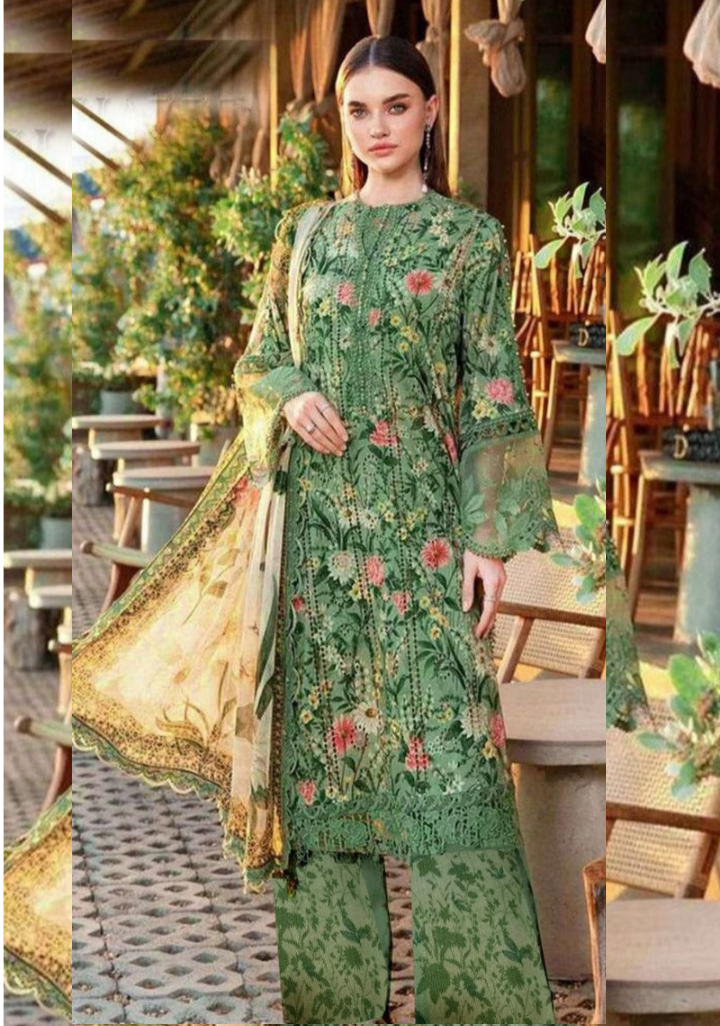 Sea green MARIA.B Dhanak 3-Piece Suit – Winter Collection