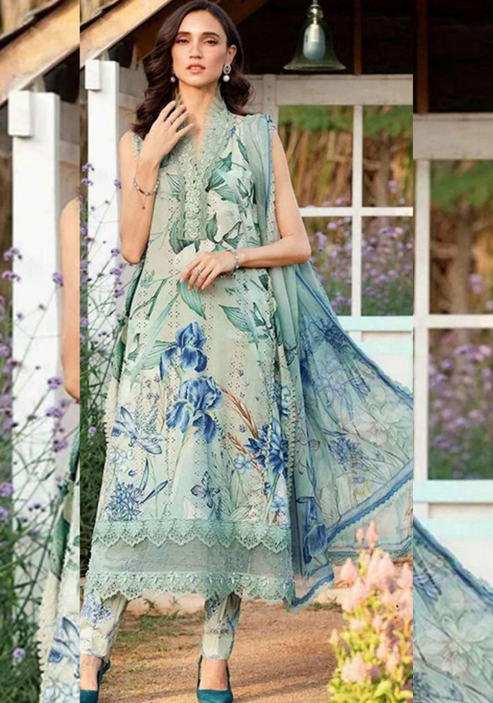 Light blue Premium Lawn Suit 3pc -Maria.B