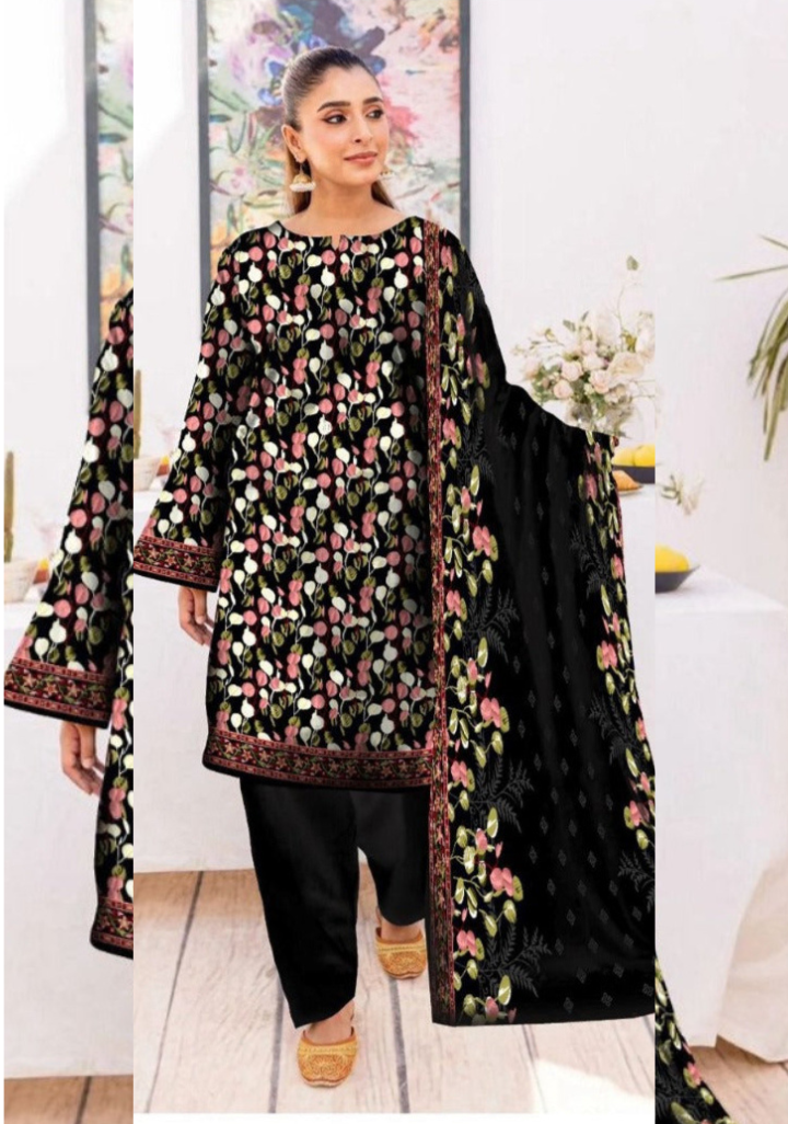 Black Nishat Dhanak 3-Piece Suit | Winter Collection