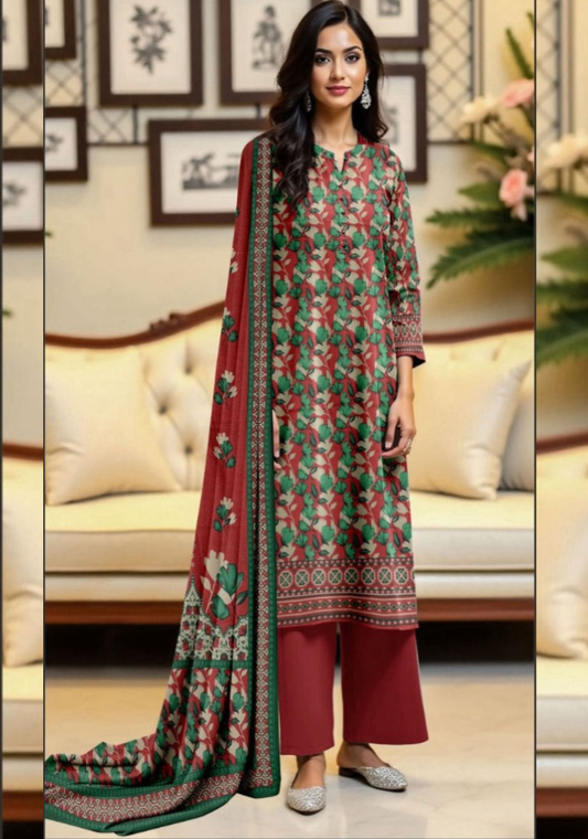 PEACH SAPPHIRE Dhanak 3-Piece Suit – Winter Collection