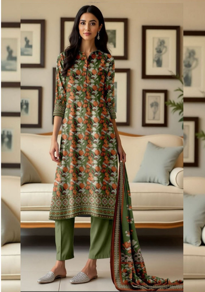 SEA GREEN SAPPHIRE Dhanak 3-Piece Suit – Winter Collection
