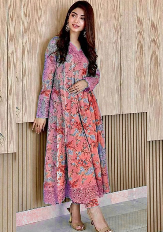 Light pink Iznik premium lawn suit 3pc