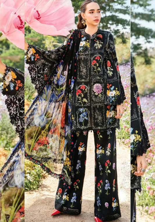 Black & multicolor suit | 3pcs Maria.B khaddar collection