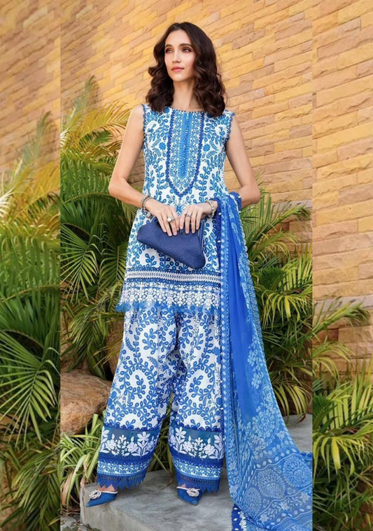 Khaddar 3pcs suit | Maria.B | Blue & white