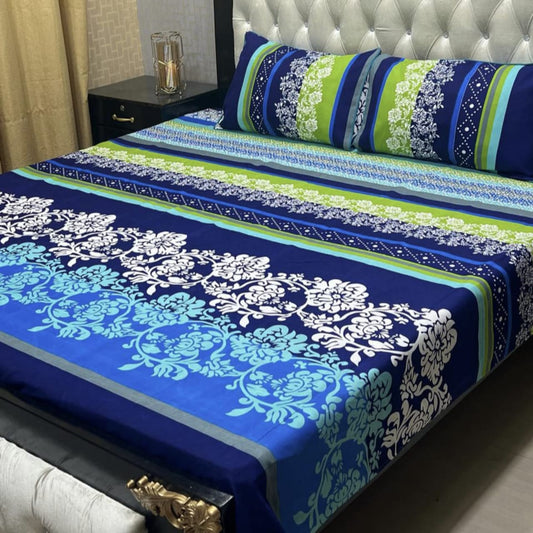 cottan premium blue Gull Ahmad 1 bedsheet and 2 pillow