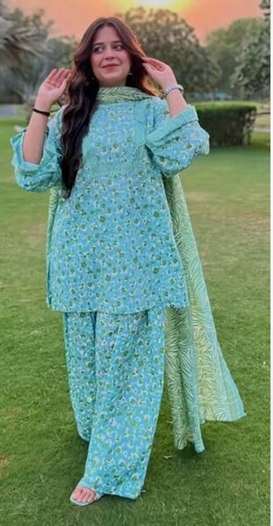 Sky blue  3-Piece Khaddar Suit Bin Saeed | Winter Luxe Collection – Elegant Seasonal Wear