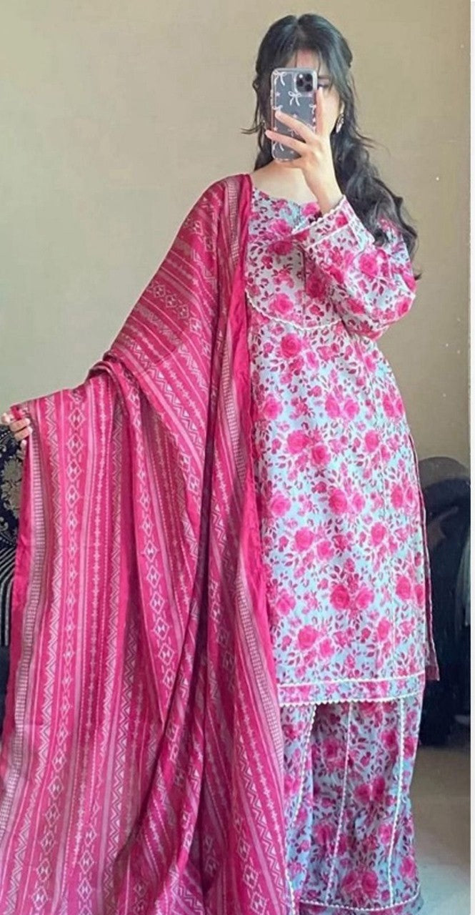 Pink  3-Piece Khaddar Suit – Bin Saeed | Winter Luxe Collection