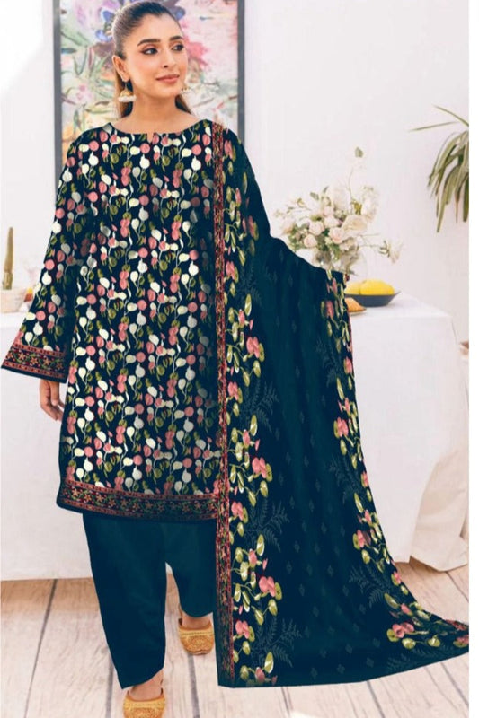 Dark blue Nishat Dhanak 3-Piece Suit | Winter Collection