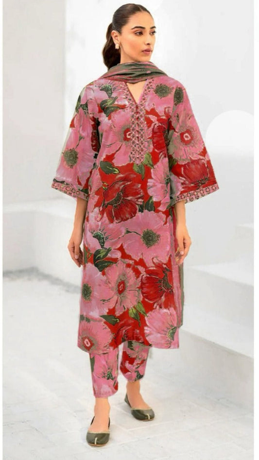 Light pink IZNiK Dhanak 3-Piece Suit | Winter Collection