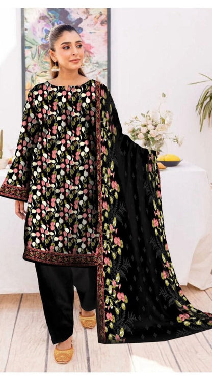 Black Nishat Dhanak 3-Piece Suit | Winter Collection