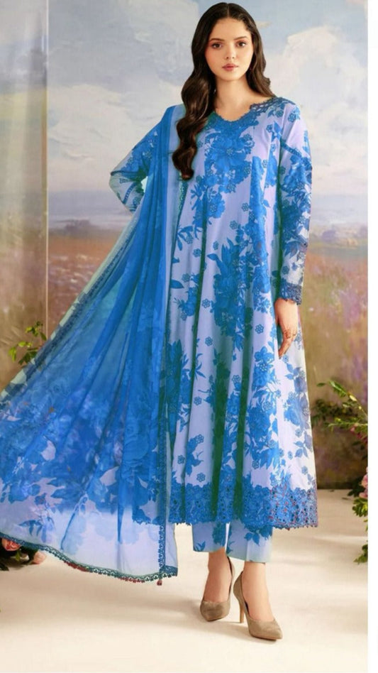 Light blue IZNiK Dhanak 3-Piece Suit | Winter Collection