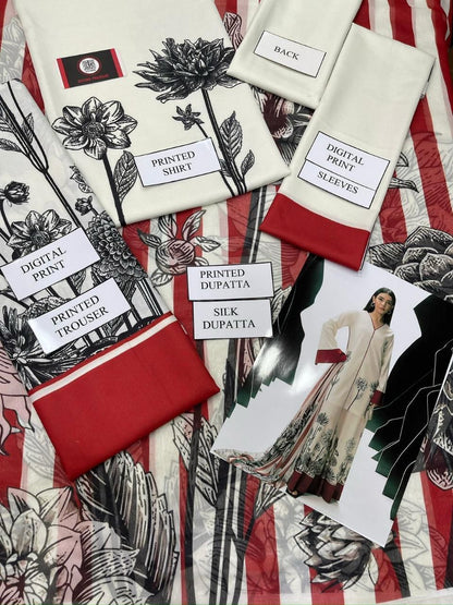 White with Red Printed 3-Piece Suit – Shamooz Silk Elegance