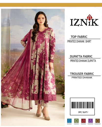 Skin with red flowers design | Premium Lawn Suit 3pc -IZNiK