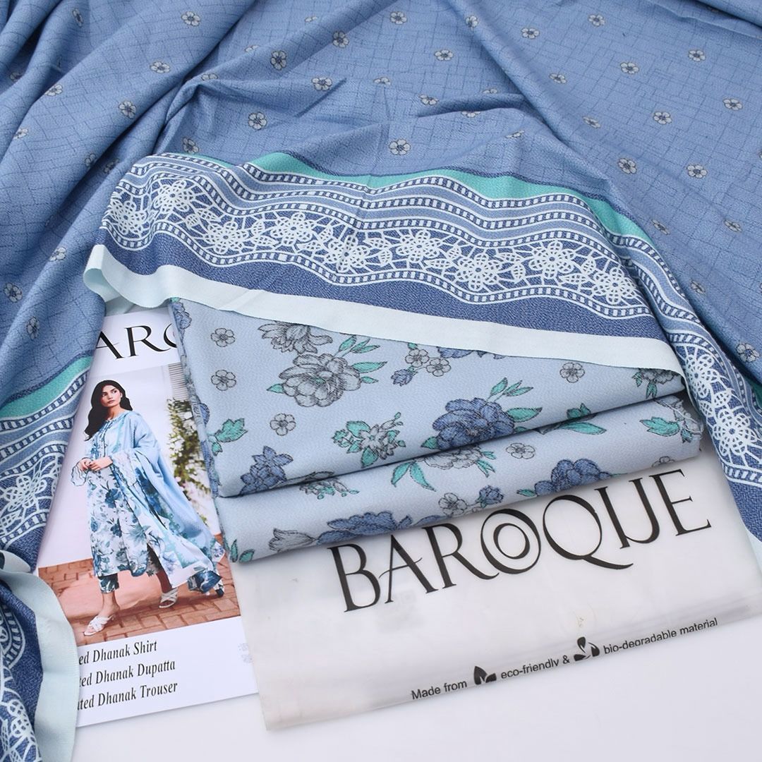 Light blue BAROQUE  Dhanak 3-Piece Suit – Winter Collection