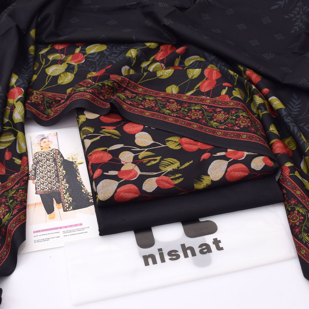 Black Nishat Dhanak 3-Piece Suit | Winter Collection
