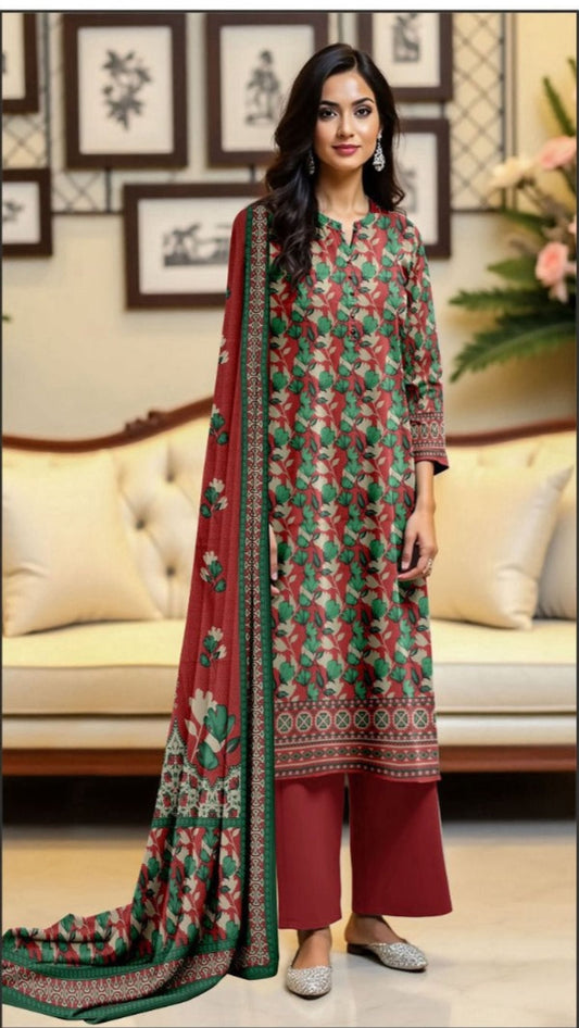 PEACH SAPPHIRE Dhanak 3-Piece Suit – Winter Collection