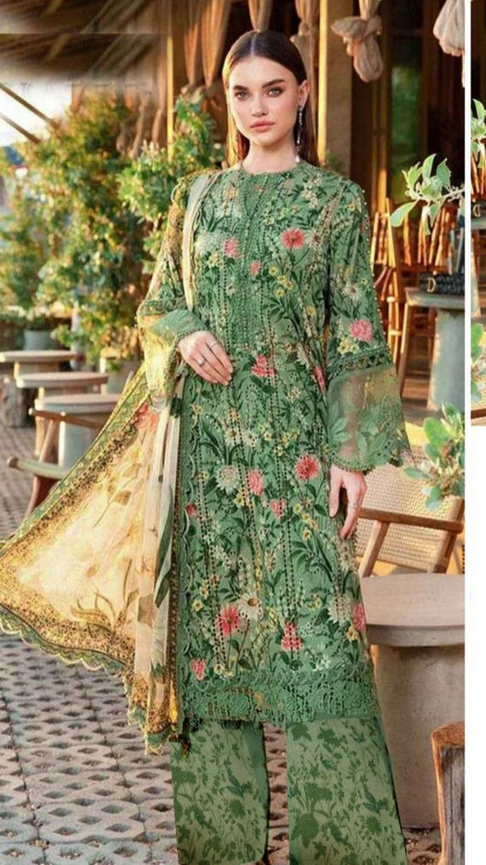 Sea green MARIA.B Dhanak 3-Piece Suit – Winter Collection