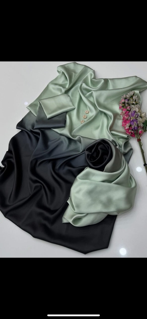 Sea green Tie & Dye Printed 3-Piece Suit – Shamooz Silk Elegance