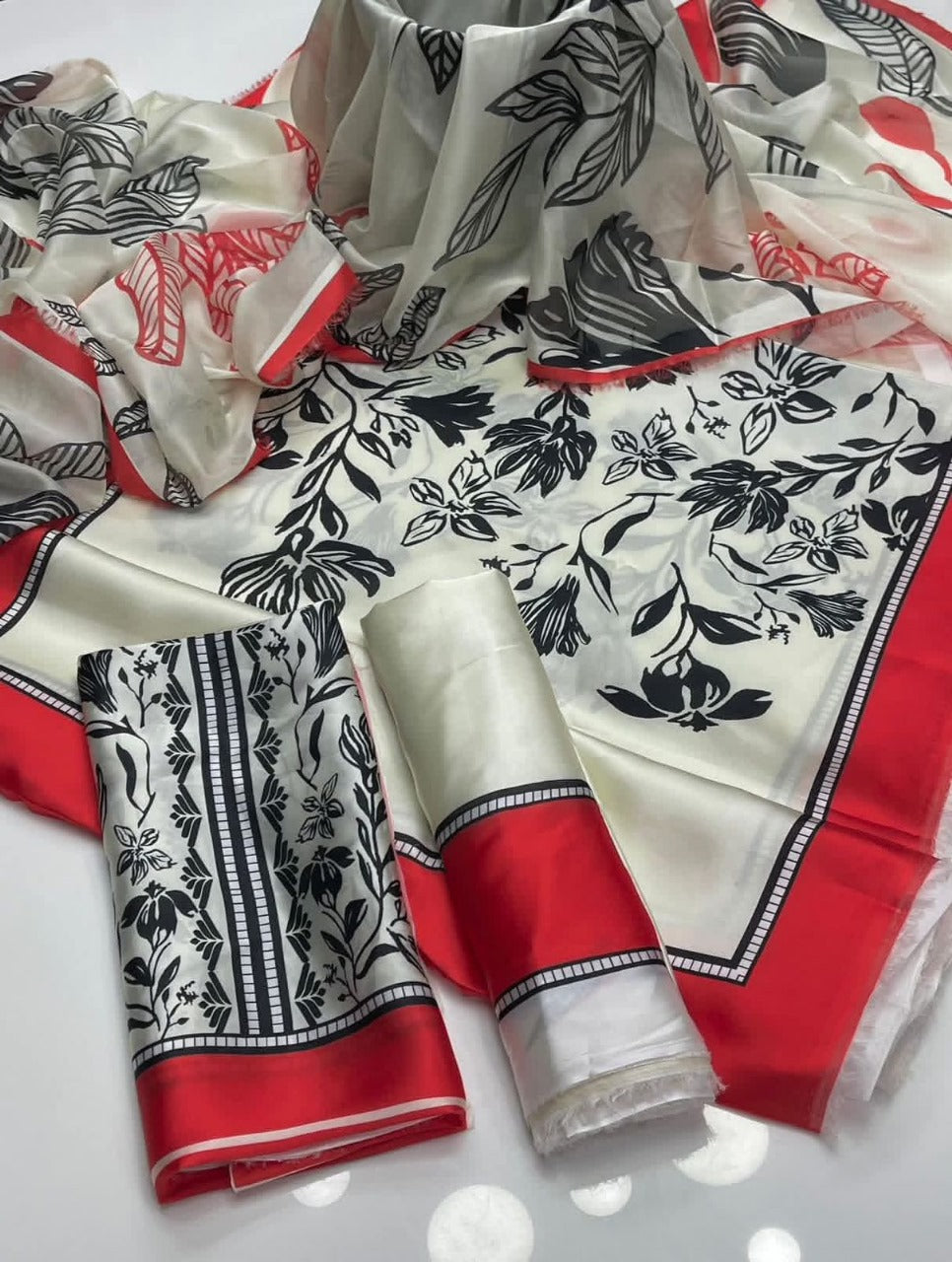 White Printed 3-Piece Suit – Shamooz Silk Elegance