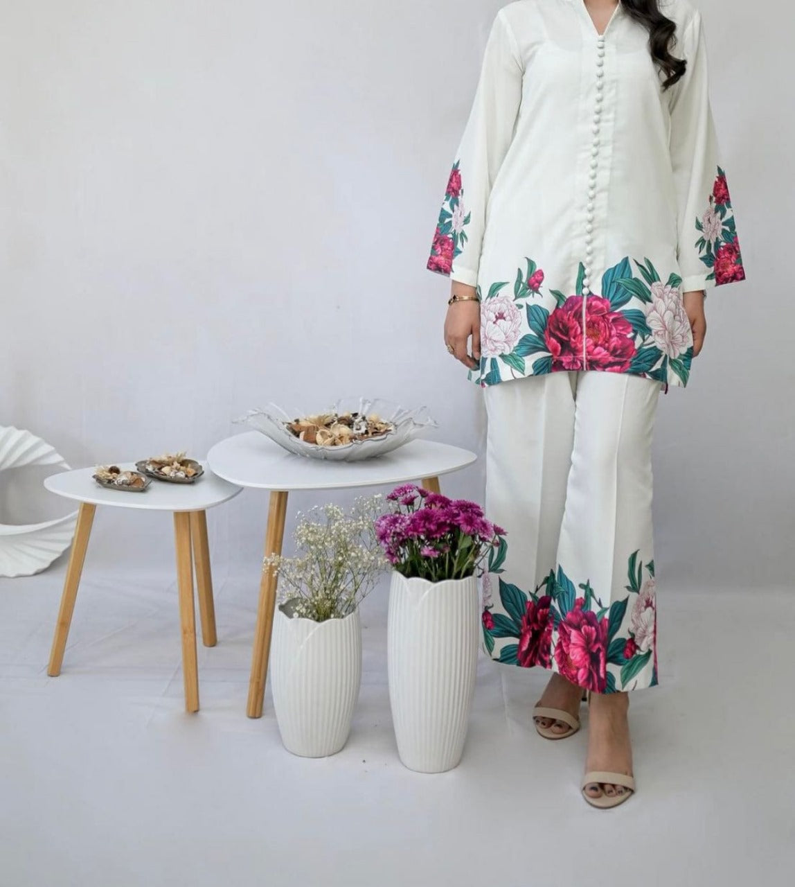 White  Printed 3-Piece Suit – Shamooz Silk Elegance