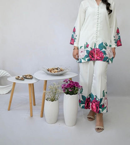 White  Printed 3-Piece Suit – Shamooz Silk Elegance
