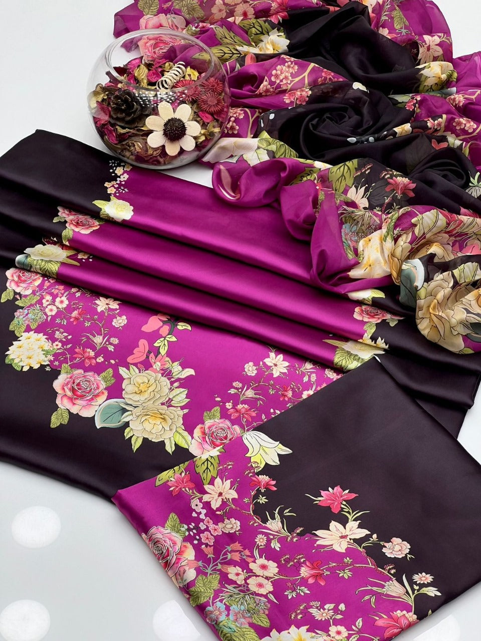Purple Digital Printed 3PC Shamooz Silk Set