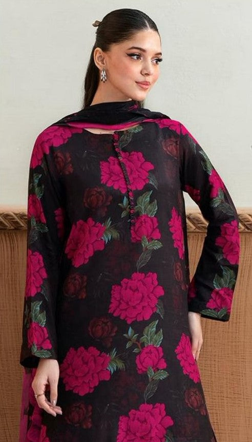 Black and pink Baroque Premium Lawn Suit 3pc