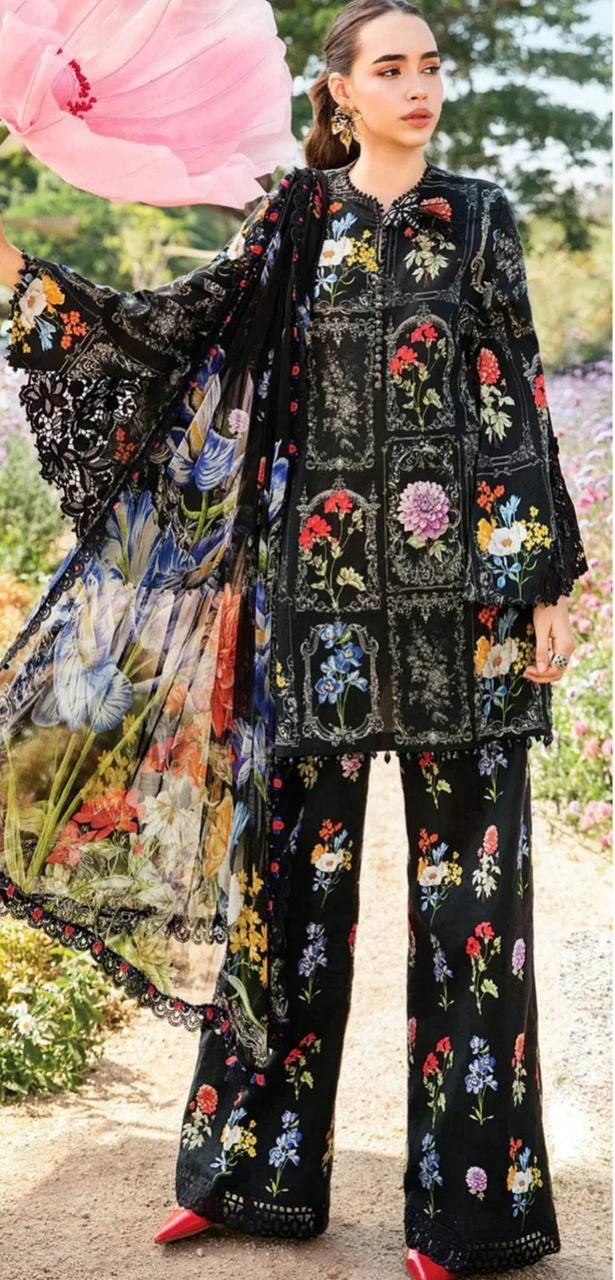 Black & multicolor suit | 3pcs Maria.B khaddar collection