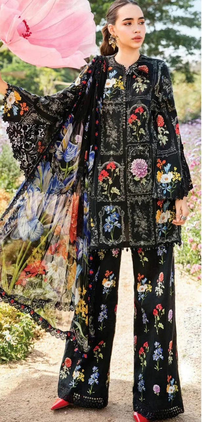 Black & multicolor suit | 3pcs Maria.B khaddar collection