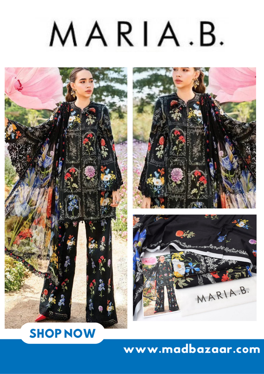 Black & multicolor suit | 3pcs Maria.B khaddar collection