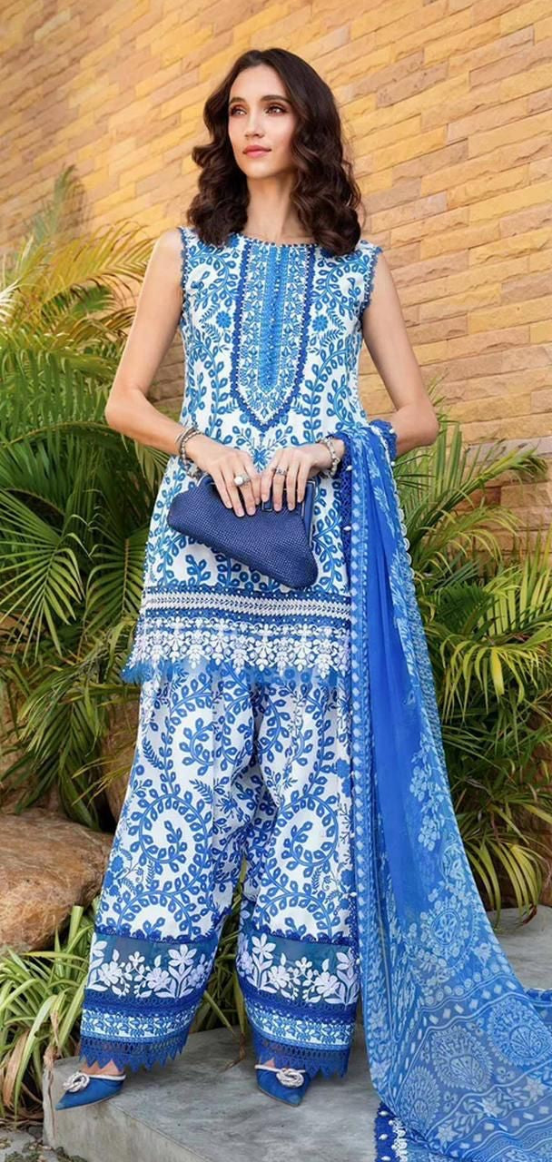 Khaddar 3pcs suit | Maria.B | Blue & white