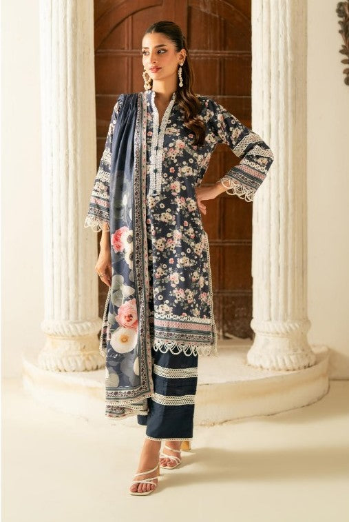 Ditsy printed 3pcs suit | Navy blue and white | Salina's summer collection