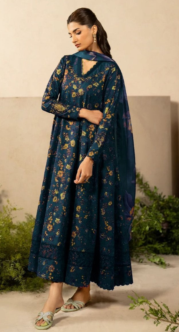 Zinc color Iznik Premium Lawn Suit 3pc
