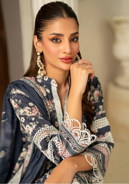 Ditsy printed 3pcs suit | Navy blue and white | Salina's summer collection