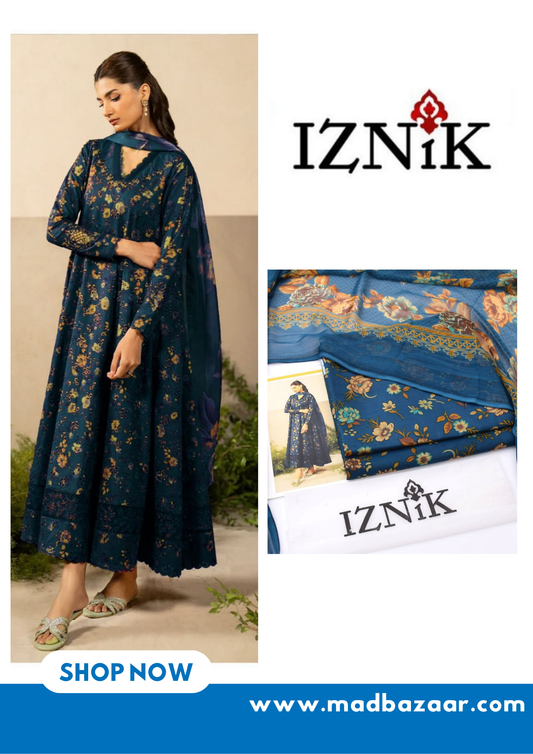 Zinc color Iznik Premium Lawn Suit 3pc