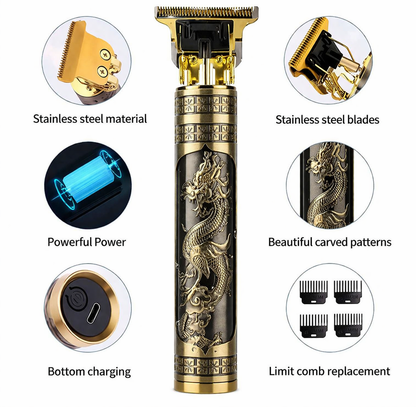 DALING Professional Hair Clipper DL-100 | Elegant Dragon Engraved Design, Excellent Clipping Function | High-Performance Grooming Tool