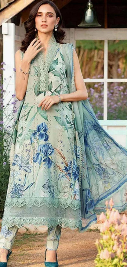 Light blue Premium Lawn Suit 3pc -Maria.B