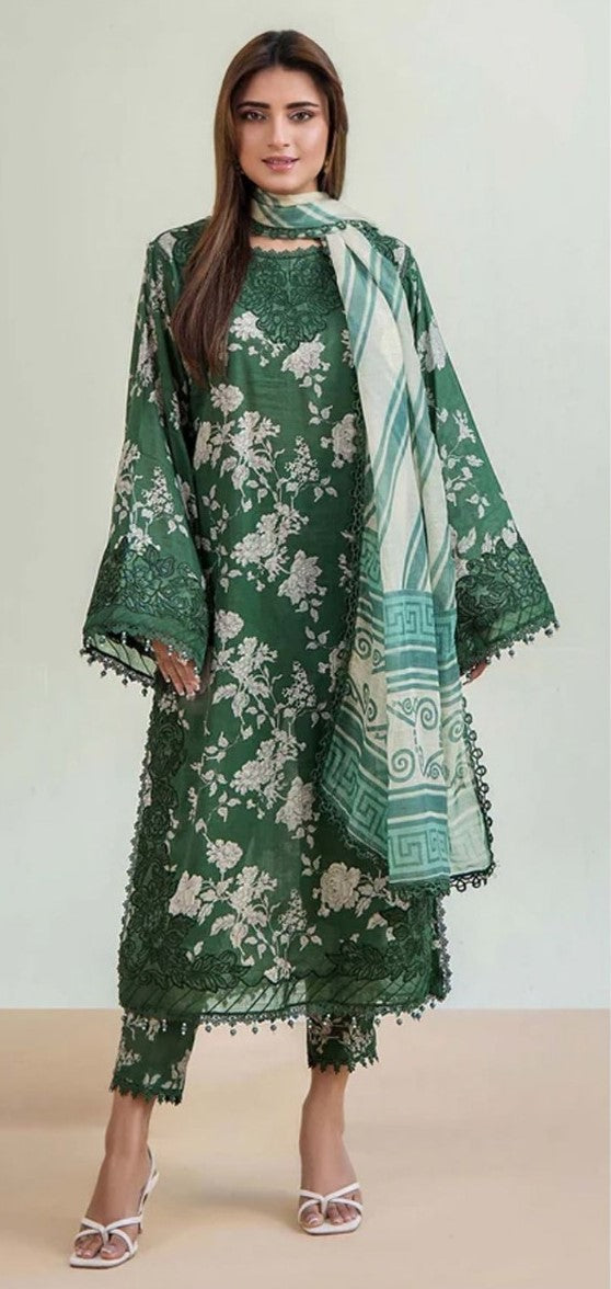 deep green & ivory khaddar suit | 3 pcs collection | Iznik