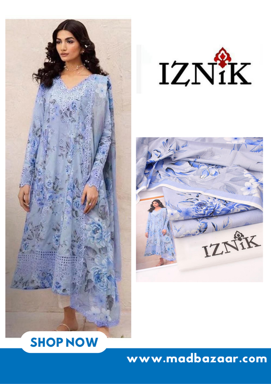 Iznik 3pcs khaddar collection | powder blue shade