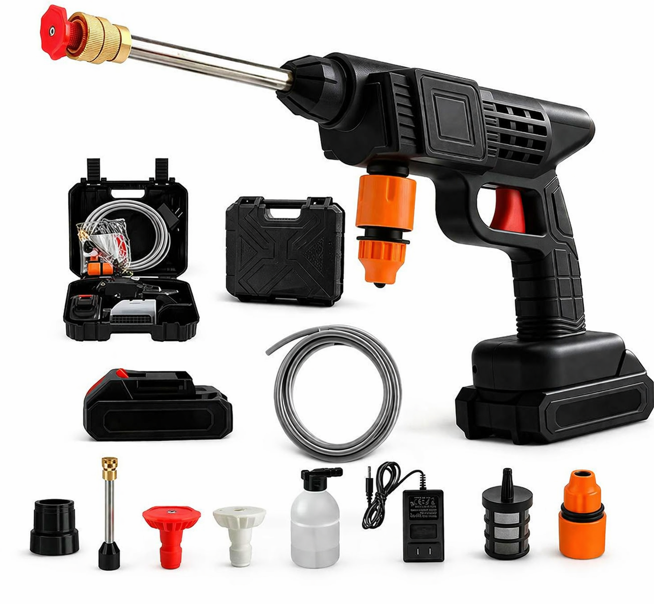 48V Cordless Portable High-Pressure Car Washer – Rechargeable Power Cleaner Kit with Foam Sprayer & Multi-Nozzle System | Lightweight & Multi-Surface Cleaning Tool