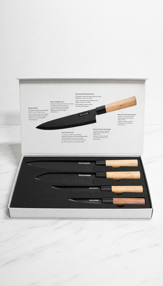 Zillinger Japanese Style Stainless Steel Knife Set (4-Piece) – Premium Precision Cutting Knives for Home & Professional Chefs