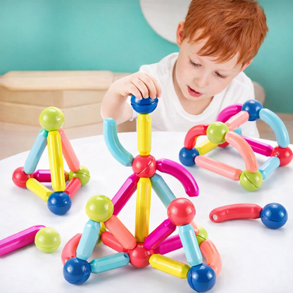 64 PCS Magnetic Building Sticks Set – Educational STEM Construction Toy for Kids (Creative Learning Blocks 3+)