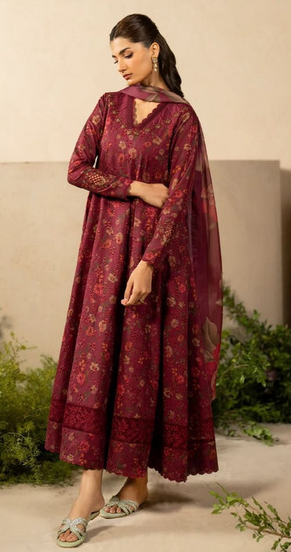 Maroon Iznik Premium Lawn Suit 3pc