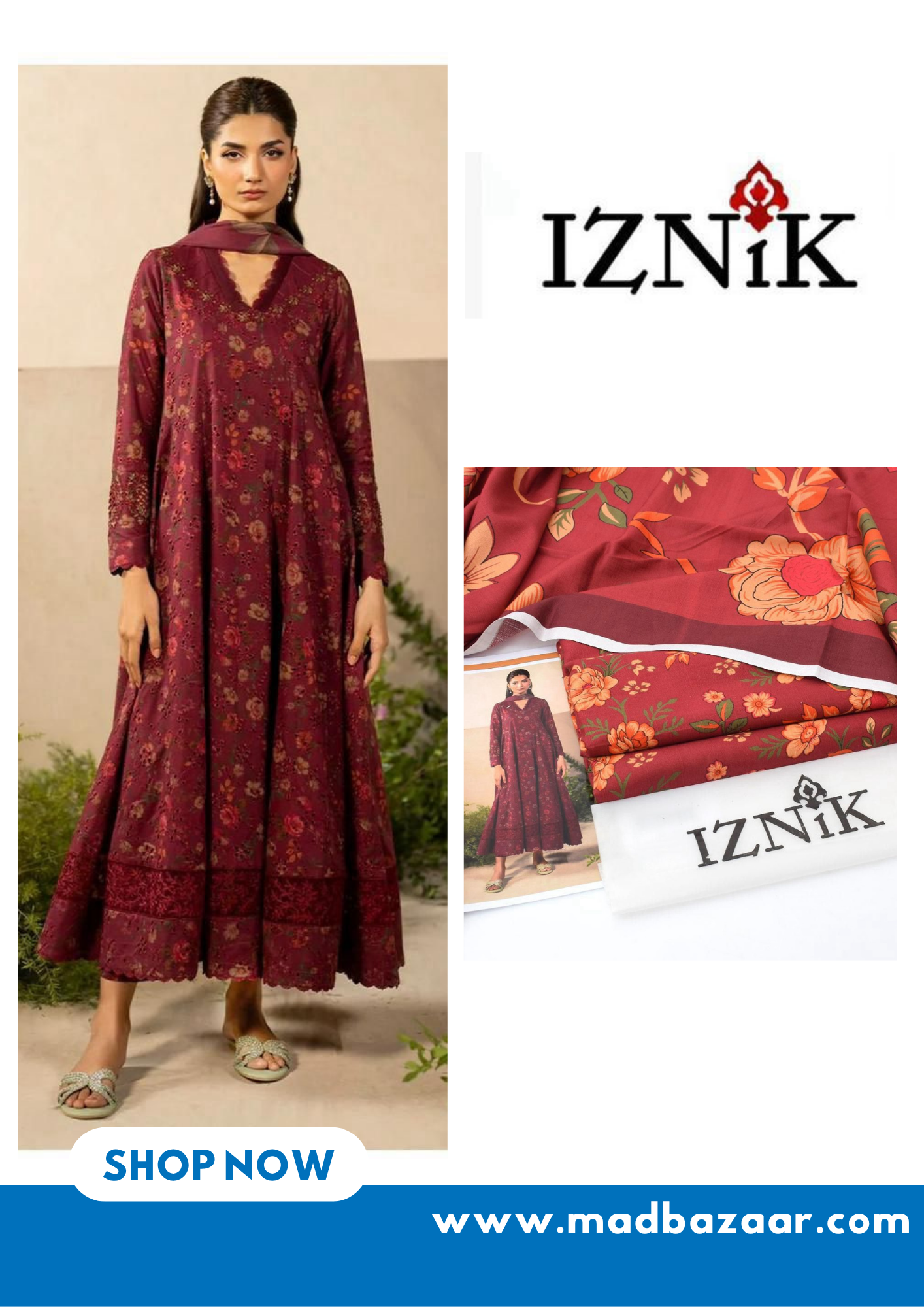 Magenta color | Iznik 2pcs khaddar suit | Winter collection